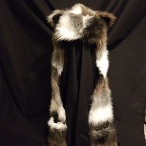 Faux Fur Spirit Hood with Ears and Pockets